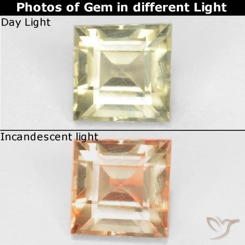 0.89ct Naturel Beige jaune Diaspore Couleur Changeant, Carré, VS