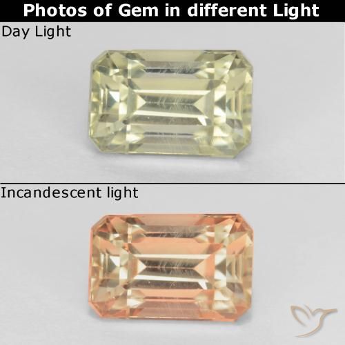 Diaspore Couleur Changeant Jaune très clair naturelle Octogone / coupe Émeraude, 0.93 ct, VVS-VS