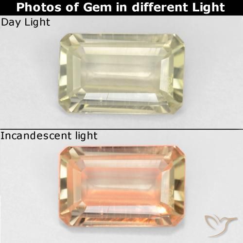 Diaspore Couleur Changeant Jaune pâle naturelle Octogone / coupe Émeraude, 0.68 ct, VVS-VS