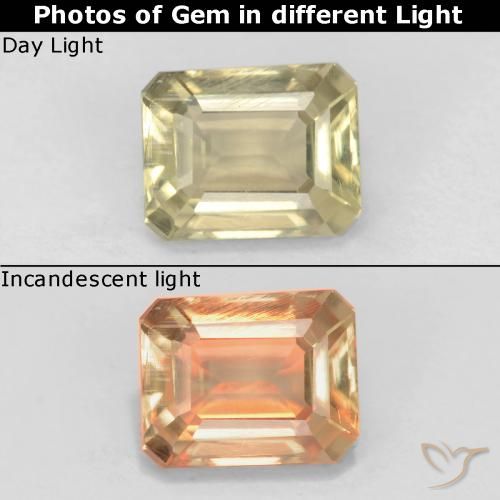 Diaspore Couleur Changeant Beige jaune naturelle Octogone / coupe Émeraude, 0.79 ct, VS
