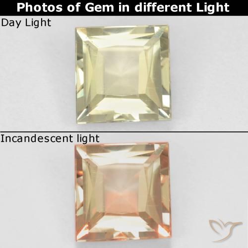 Diaspore Couleur Changeant Jaune très clair naturelle Carré, 0.66 ct, VS