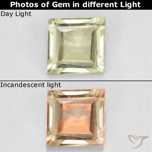 0.45ct Naturel Jaune clair Diaspore Couleur Changeant, Carré, VS