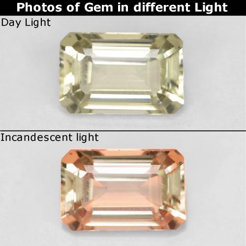 Diaspore à changement de couleur jaune naturelle taille émeraude, 0,62 ct, VS