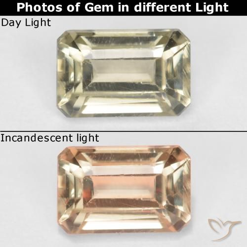 Diaspore Couleur Changeant Jaune pâle naturelle Octogone / coupe Émeraude, 0.63 ct, VS