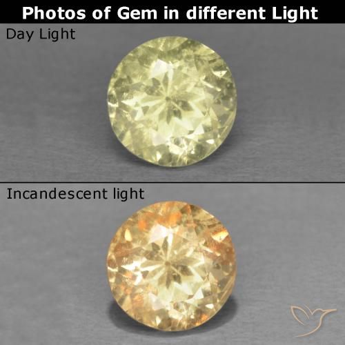 0.48ct Naturel Jaune clair Diaspore Couleur Changeant, Tour, VS