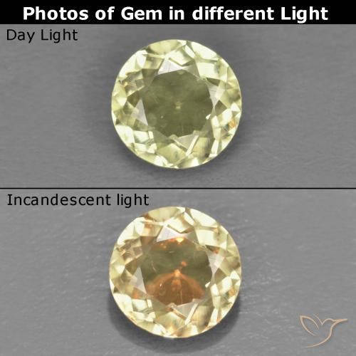 0.52ct Naturel Jaune clair Diaspore Couleur Changeant, Tour, VS