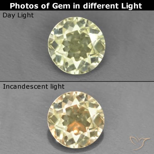 0.56ct Naturel Jaune clair Diaspore Couleur Changeant, Tour, VS