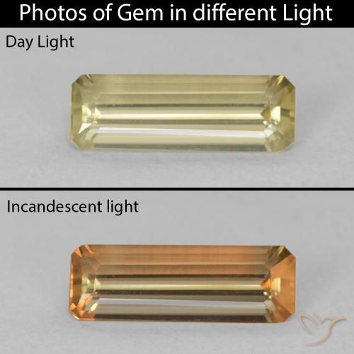 1.20ct Naturel Jaune clair Diaspore Couleur Changeant, Taille émeraude, VVS