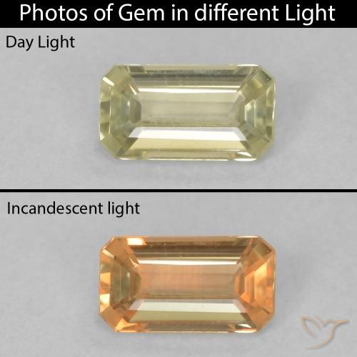 0.29ct Naturel Jaune clair Diaspore Couleur Changeant, Taille émeraude, VVS