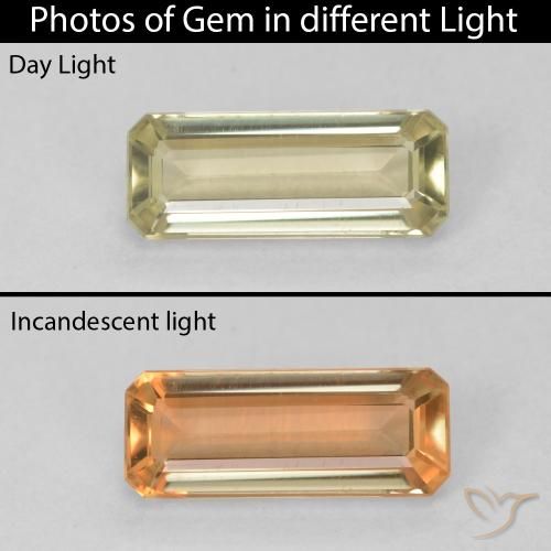 1.31ct Naturel Jaune clair Diaspore Couleur Changeant, Taille émeraude, VVS
