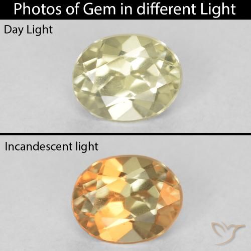 Diaspore Couleur Changeant Jaune clair naturelle ovale, 0.44 ct, VVS