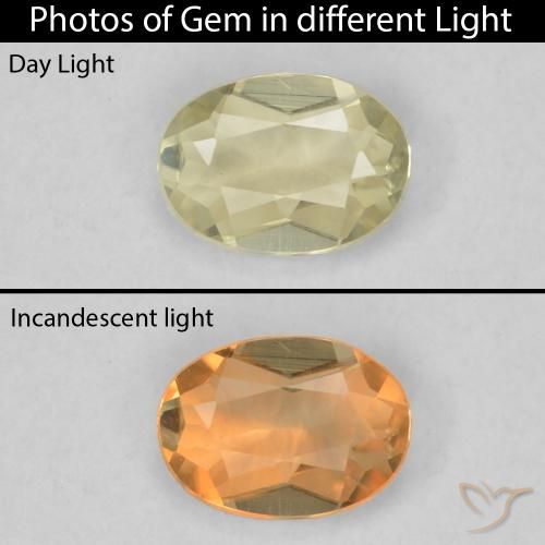 0.33ct Naturel Jaune clair Diaspore Couleur Changeant, ovale, VVS