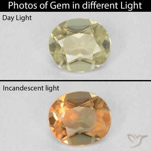 0.30ct Naturel Jaune clair Diaspore Couleur Changeant, ovale, VVS