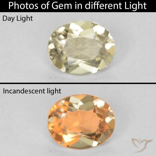 0.47ct Naturel Jaune clair Diaspore Couleur Changeant, ovale, VVS