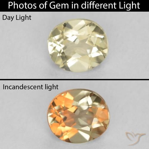 0.45ct Naturel Jaune clair Diaspore Couleur Changeant, ovale, VVS