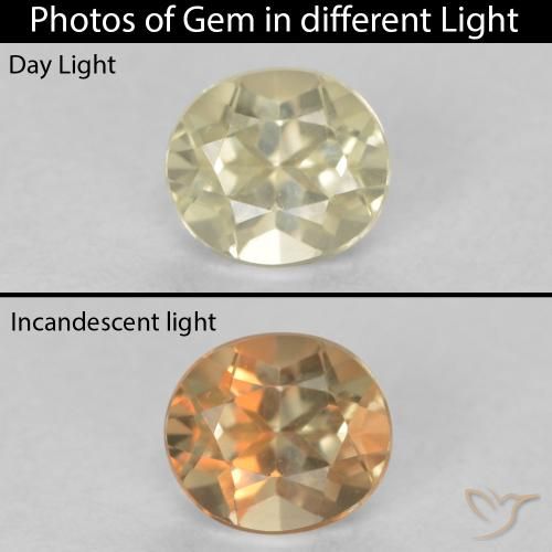 0.53ct Naturel Jaune clair Diaspore Couleur Changeant, ovale, VVS