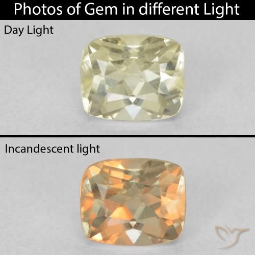 0.82ct Naturel Jaune clair Diaspore Couleur Changeant, Coussin, VVS