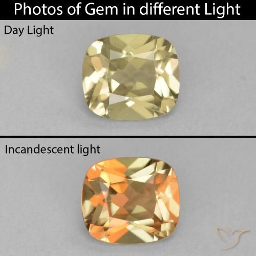 1.23ct Naturel Jaune clair Diaspore Couleur Changeant, Coussin, VVS