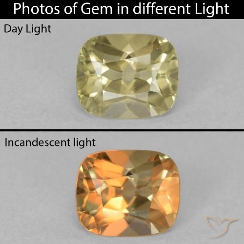 0.87ct Naturel Jaune clair Diaspore Couleur Changeant, Coussin, VVS