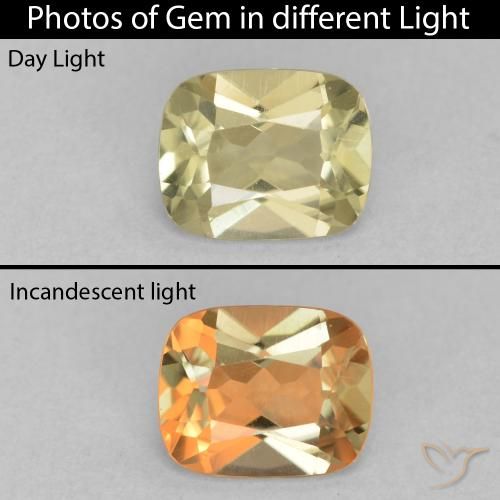 1.23ct Naturel Jaune pâle Diaspore Couleur Changeant, Coussin, VVS