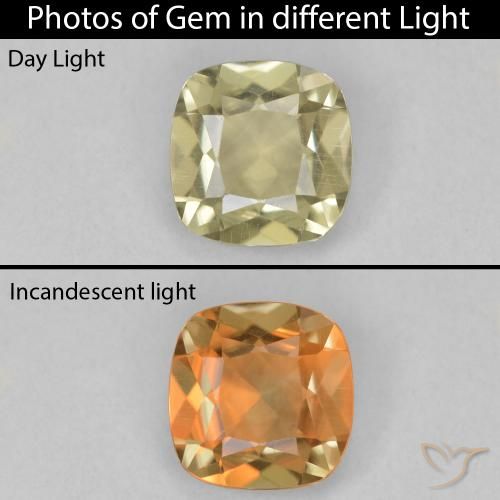 1.36ct Naturel Jaune pâle Diaspore Couleur Changeant, Coussin, VVS