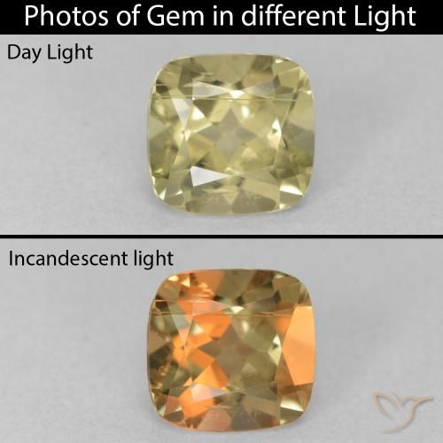 1.24ct Naturel Jaune pâle Diaspore Couleur Changeant, Coussin, VS