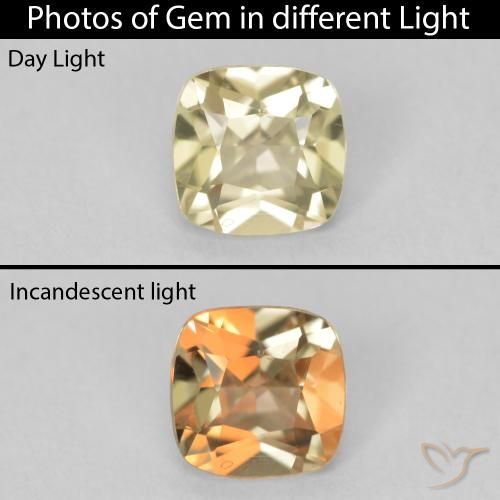 0.67ct Naturel Jaune clair Diaspore Couleur Changeant, Coussin, VVS