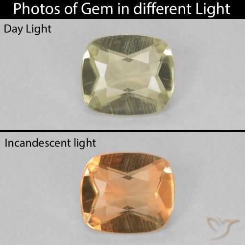 0.44ct Naturel Jaune clair Diaspore Couleur Changeant, Coussin, VVS