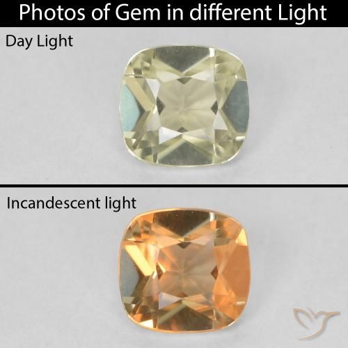 0.57ct Naturel Jaune clair Diaspore Couleur Changeant, Coussin, VVS