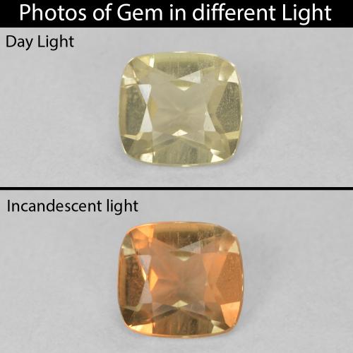 0.54ct Naturel Jaune clair Diaspore Couleur Changeant, Coussin, VS