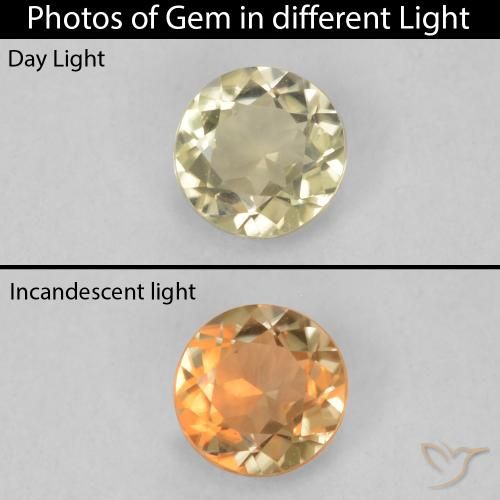 0.21ct Naturel Jaune clair Diaspore Couleur Changeant, Tour, VVS-VS
