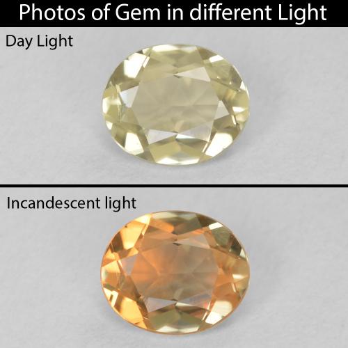 Diaspore Couleur Changeant Jaune très clair naturelle ovale, 0.41 ct, VS