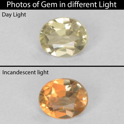 0.29ct Naturel Jaune très clair Diaspore Couleur Changeant, ovale, VS