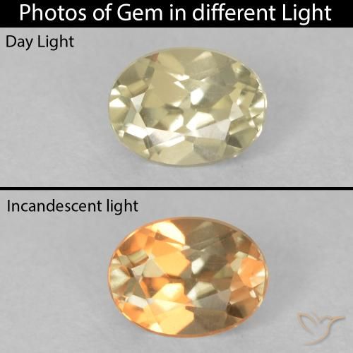 0.38ct Naturel Jaune pâle Diaspore Couleur Changeant, ovale, VS