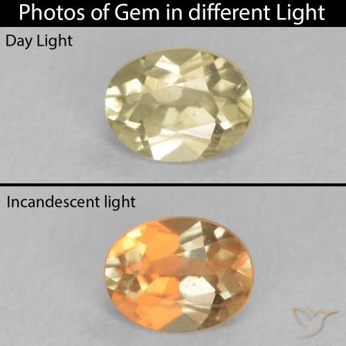 Diaspore Couleur Changeant Jaune clair naturelle ovale, 0.36 ct, VS