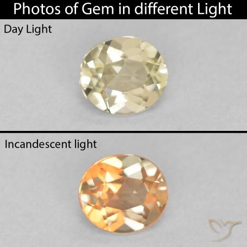 Diaspore Couleur Changeant Jaune clair naturelle ovale, 0.34 ct, VVS-VS