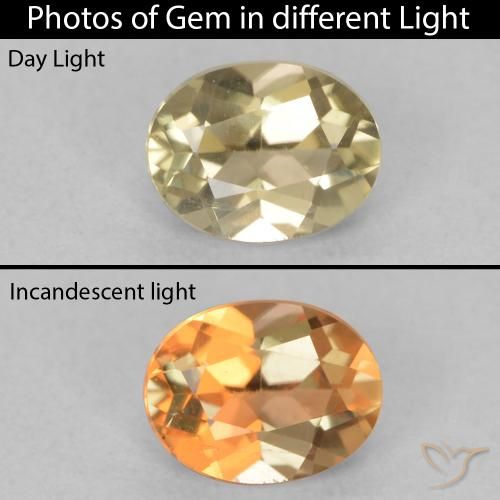 0.66ct Naturel Jaune chaud Diaspore Couleur Changeant, ovale, VVS-VS