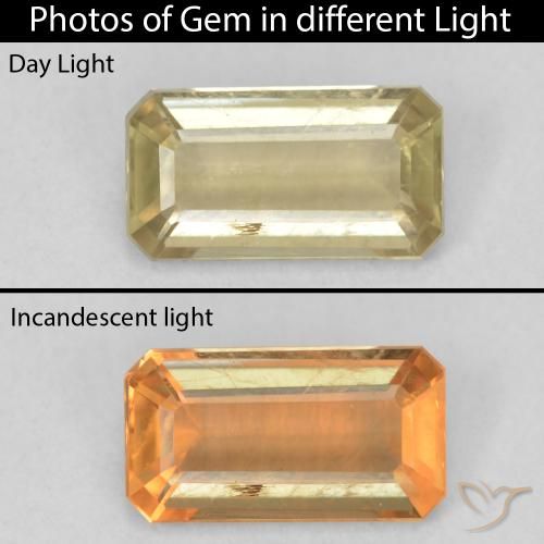 1.23ct Naturel Jaune clair Diaspore Couleur Changeant, Taille émeraude, VS-SI