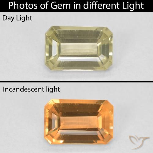 1.10ct Naturel Jaune clair Diaspore Couleur Changeant, Taille émeraude, VVS-VS