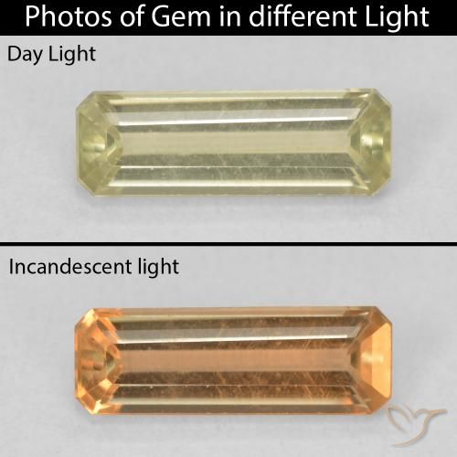 1.05ct Naturel Jaune moelleux Diaspore Couleur Changeant, Taille émeraude, VVS-VS