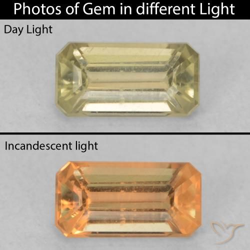 0.45ct Naturel Jaune clair Diaspore Couleur Changeant, Taille émeraude, VVS-VS