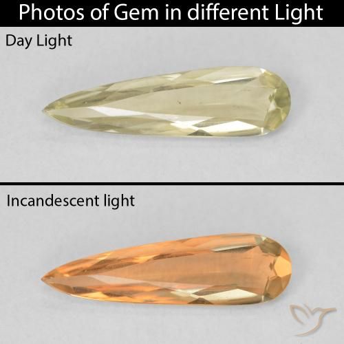 0.70ct Naturel Jaune clair Diaspore Couleur Changeant, En forme de poire, VVS-VS