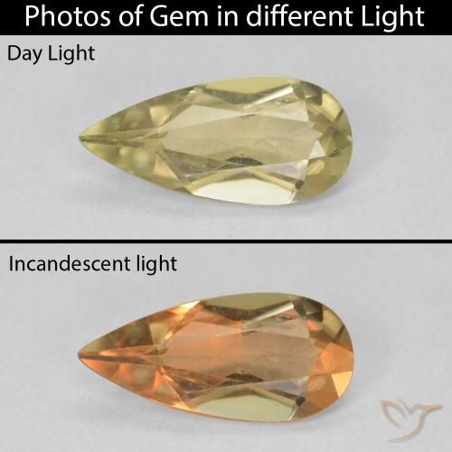 1.70ct Naturel Jaune pâle Diaspore Couleur Changeant, En forme de poire, VVS-VS