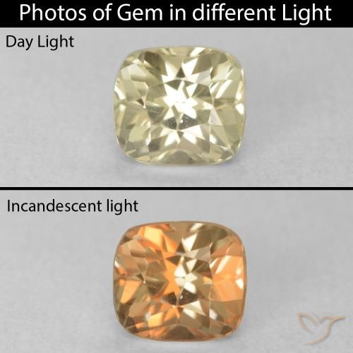 0.67ct Naturel Jaune clair Diaspore Couleur Changeant, Coussin, VVS-VS