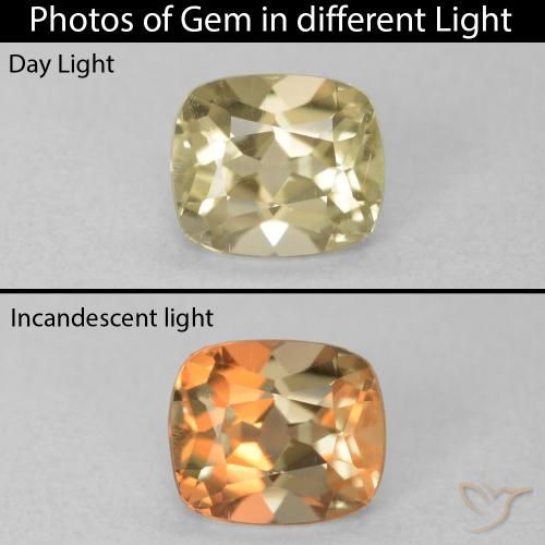 0.85ct Naturel Jaune doré clair Diaspore Couleur Changeant, Coussin, VVS-VS