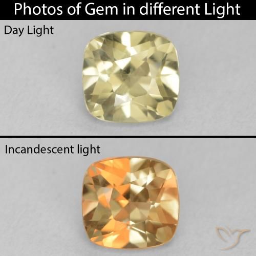 0.98ct Naturel Jaune moelleux Diaspore Couleur Changeant, Coussin, VVS-VS