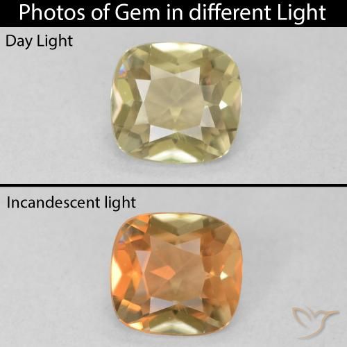 0.83ct Naturel Jaune chaud Diaspore Couleur Changeant, Coussin, VVS-VS