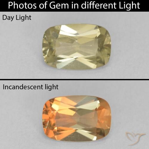 1.51ct Naturel Jaune chaud Diaspore Couleur Changeant, Coussin, VVS-VS