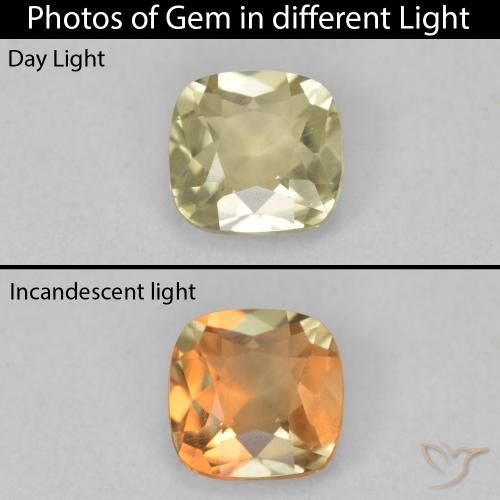 1.06ct Naturel Jaune clair Diaspore Couleur Changeant, Coussin, VVS-VS