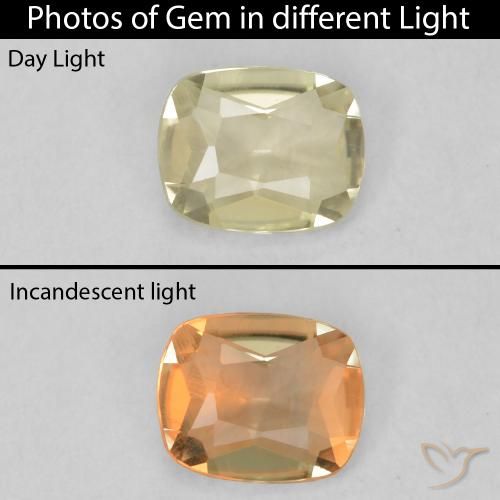 0.41ct Naturel Jaune clair Diaspore Couleur Changeant, Coussin, VVS-VS